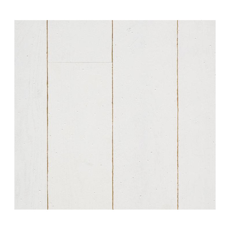 Parquet Parquet contrecollé en chêne peint - 14 x 150 mm - brossé - vieilli - blanc