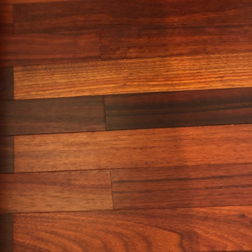 Parquet contrecollé Padouk - 12 x 90 mm - verni satiné