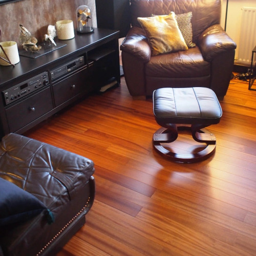 Parquet massif Sapelli - 19 x 140 mm - verni ou huilé