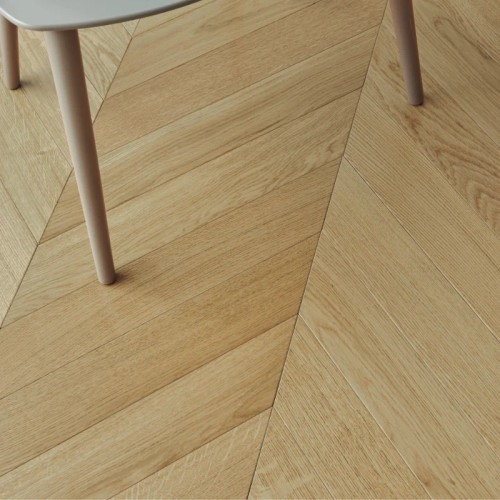 Parquet contrecollé Chêne Premier/Rustique Point de Hongrie - 15 x 90 x 510 mm - verni mat