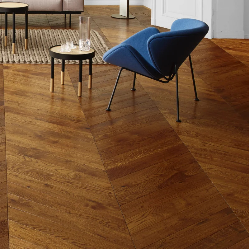 Chêne Bâton Rompu 14x90x500mm verni mat cognac - dès 91€/m² HT - nouvelle référence | Floorz™