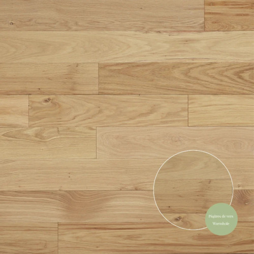 Parquet massif Chêne Campagne Fermette - 14 x 120 mm - huilé incolore - PAS CHER