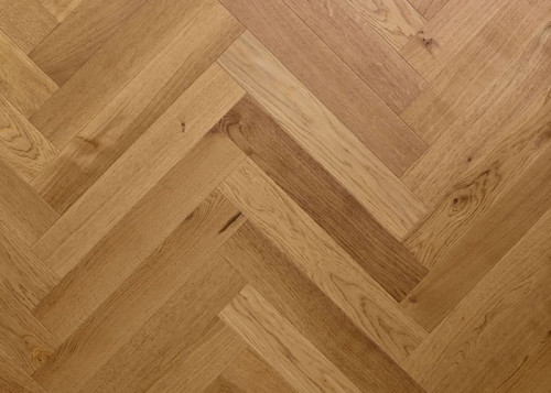 Parquet contrecollé Chêne Rustique Bâton Rompu - 14 x 90 x 540 mm - brossé - huilé naturel mat