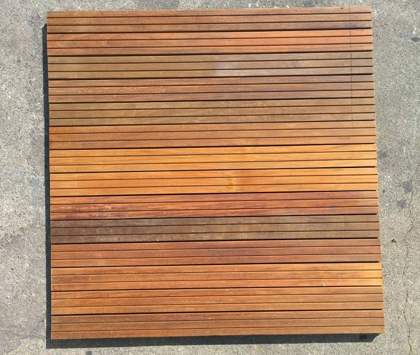 Dalle caillebotis en bois exotique Ipé - 1000 x 1000 x 44 mm - 8 lames