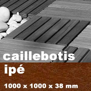 Dalle caillebotis en bois exotique IPE - 1000 x 1000 x 38 mm - LOT DE 36 M2