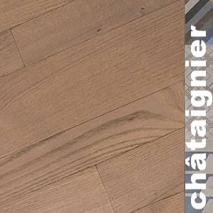 Parquet massif Châtaignier - 14 x 90/120 x 500/1500 mm - raboté - brossé - verni "effet huilé" - à la française