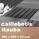 Dalle caillebotis en bois exotique Itauba - 500 x 500 x 44 mm - 7 lames striées