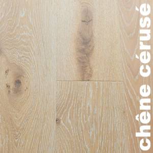 Parquet contrecollé Chêne Rustique - 10 x 90 - 160 mm - brossé - verni délavé