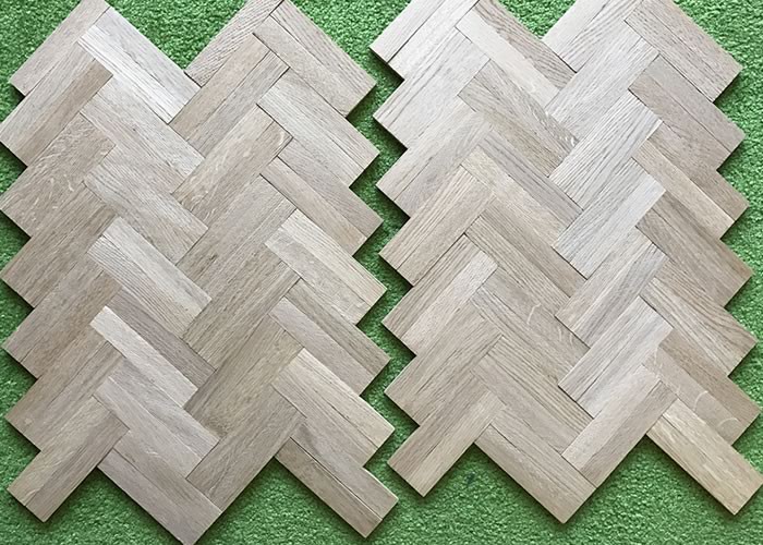 Parquet industriel Chêne Rustique - 8 x 23 x 160 mm - motif bâton rompu - 2 lamelles