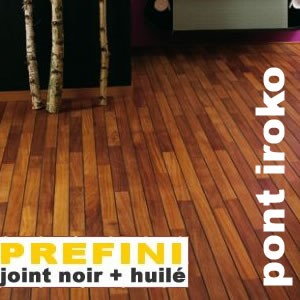 Parquet Pont de Bateau Iroko préfini - 9 x 64 mm - huilé - PROMO - Caen