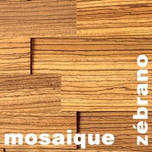 Mosaiques murales 3D bois massif en Zebrano ou Zebrawood