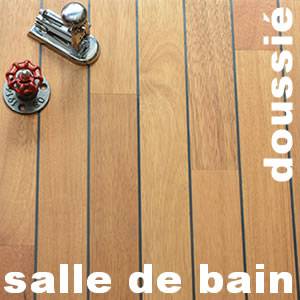 Parquet massif Pont de Bateau Doussié - 9 x 70 x 300/450 mm - brut - double face - PROMO