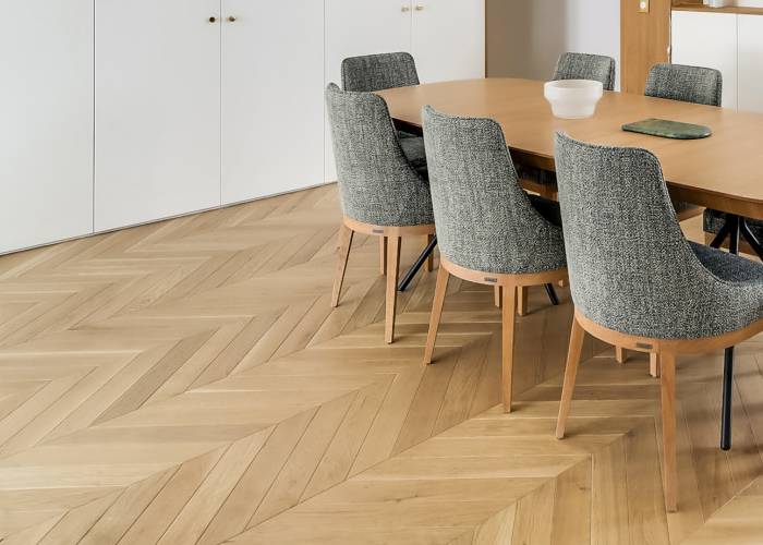 Parquet contrecollé Chêne Rustique Point Hongrie - 12 x 90 x 600 mm - verni mat