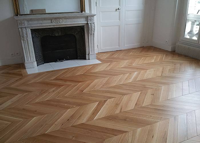 Parquet contrecollé Chene Nature Point Hongrie - 16 x 90 x 500 mm - Verni mat