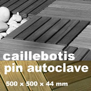 Dalle caillebotis en Pin traité vert - 500 x 500 x 44 mm - 7 lames striées