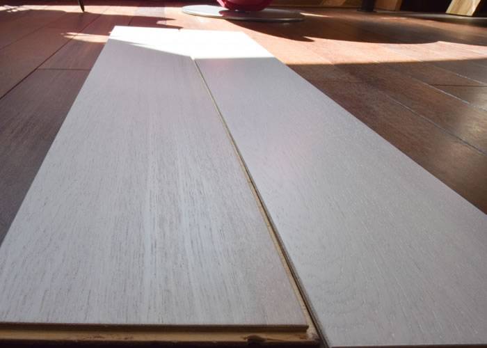 Parquet contrecollé Chêne Rustique - 10 x 140 mm - verni - blanc neige