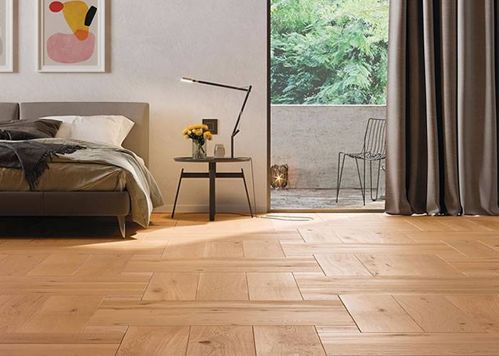 Parquet contrecollé Chêne Rustique - 15 x 230 x 1100 mm - Verni - Weave - 1,31 m2