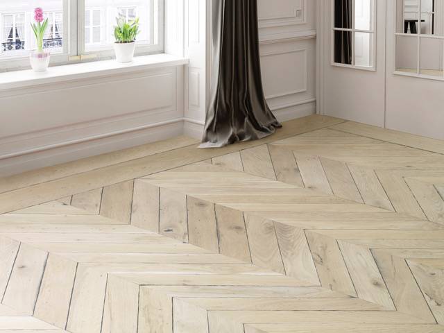 Parquet massif Chêne Opera Point Hongrie - 14 x 90 x 500 mm - verni mat