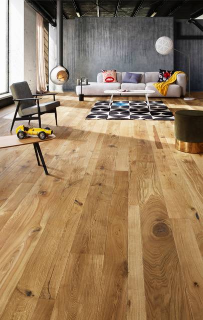 Parquet contrecollé Chêne Mas - 16 x 90 - 145 - 220 mm - verni incolore - structuré - à la française