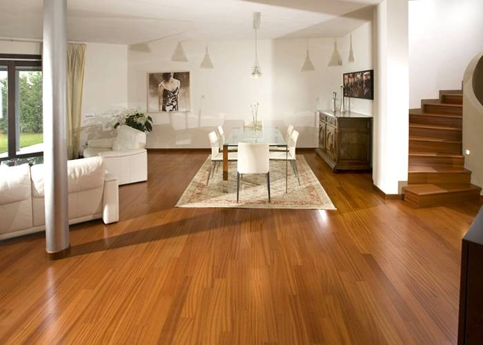 Parquet contrecollé Doussié - 14 x 90 mm en verni