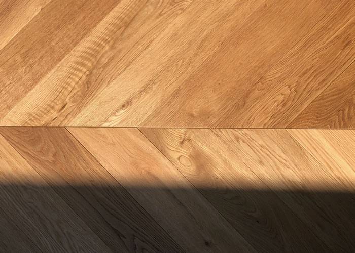 Parquet contrecollé Chêne Premier/Rustique Point Hongrie - 14 x 120 x 600 mm - verni mat