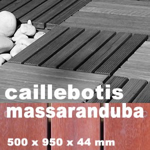 Dalle caillebotis en bois exotique Macaranduba - 500 x 950 x 44 mm