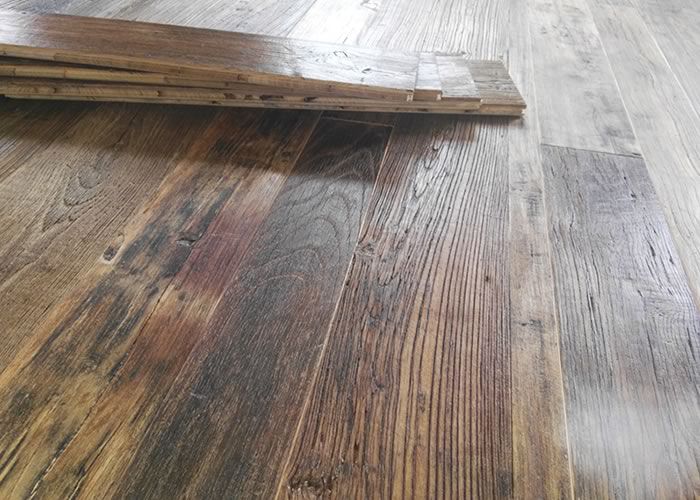 Parquet contrecollé Barnwood Orme Nature - 16 x 120 à 220 mm - huilé noir