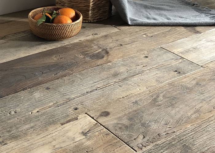 Parquet contrecollé Barnwood Orme Nature - 16 x 120 à 220 mm - huilé noir