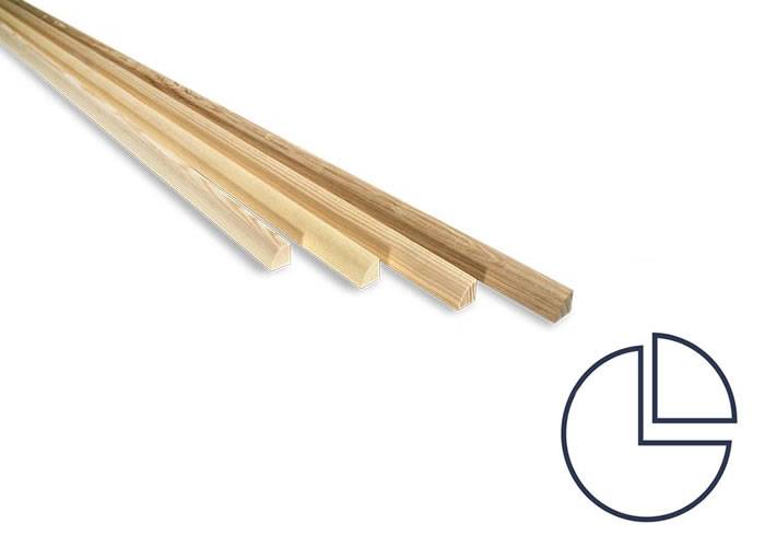 Quart de rond Merbau - 15 x 15 mm - verni satiné