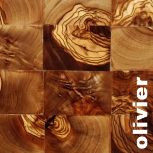 Parquet massif en bois de bout Olivier  - Brut