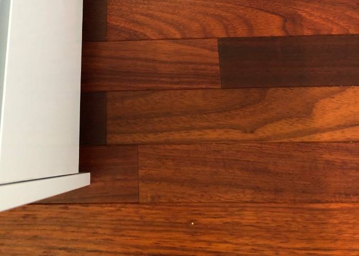 Parquet massif Padouk - 14 x 90 mm - verni
