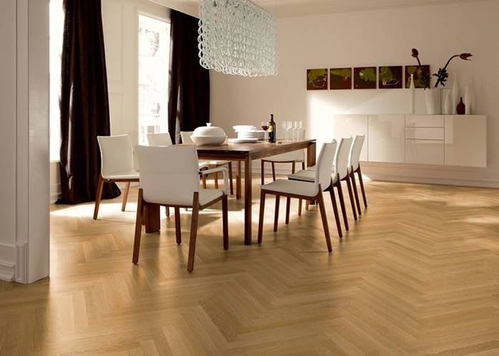 Parquet contrecollé Chêne Premier Bâton Rompu - 10 x 70 x 490 mm - brut - Toulon