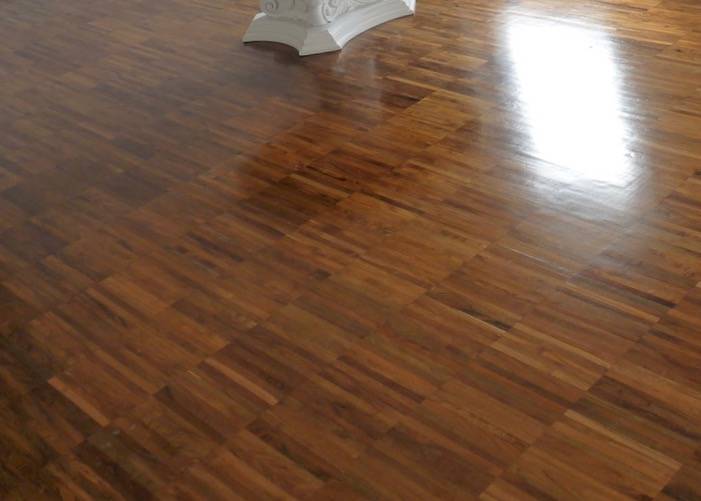 Parquet industriel Teck Afrique - 14 x 10 x 280 mm - motif sur chants