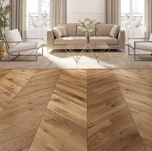 Parquet massif Haussmann en Point de Hongrie Pr/Bis - 14 x 90 mm - brossé