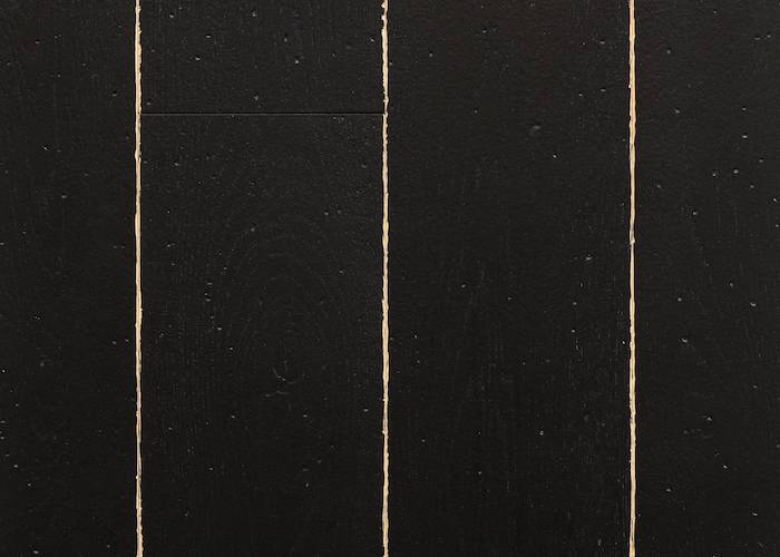Parquet contrecollé en chêne peint - 14 x 150 mm - brossé - vieilli - noir