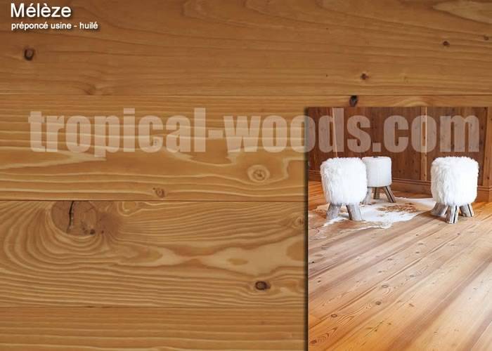 Parquet contrecollé Mélèze Bâton Rompu - 15 x 135 x 900 mm - verni ou huilé