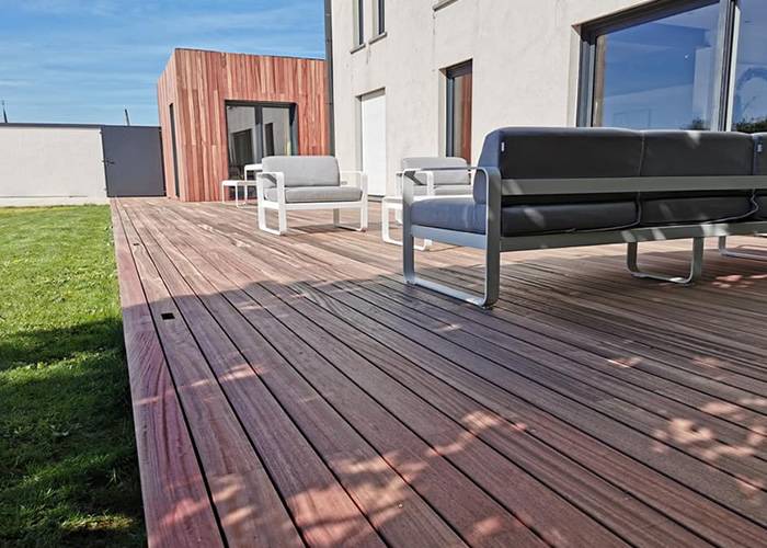 Lames de terrasse Padouk - 21 x 145 x 950-1550 mm - 2 faces lisses - KD