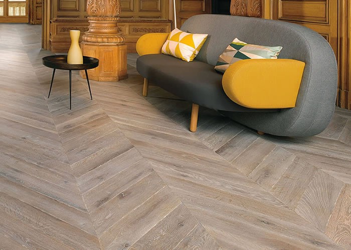 Parquet Contrecollé Chêne Rustique - 12 x 180 mm - huilé gris