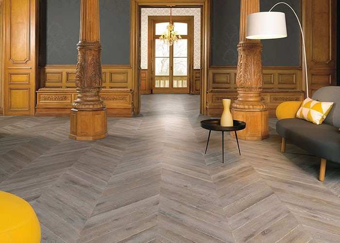 Parquet Contrecollé Chêne Rustique - 12 x 180 mm - huilé gris