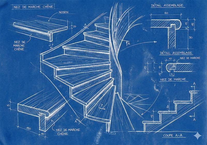 Nez de marche en Ipé - 12/14/16 x 70 x 2000 mm - verni