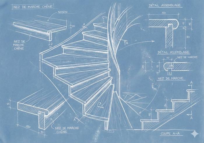 Nez de marches en Chêne RU Rustique Europe