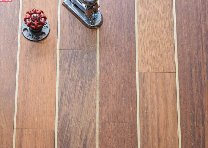 Parquet Pont de Bateau Merbau - 14 x 90 mm - brut - filet hêtre
