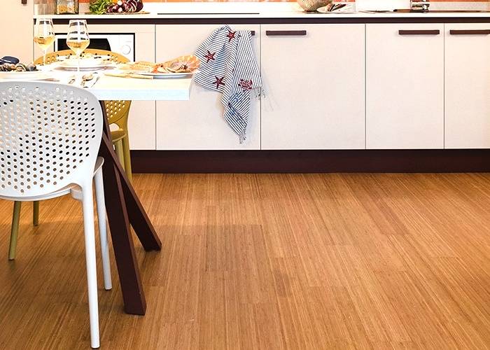 Parquet massif Bambou - 15 x 96 x 960 mm - verni - vertical - caramel