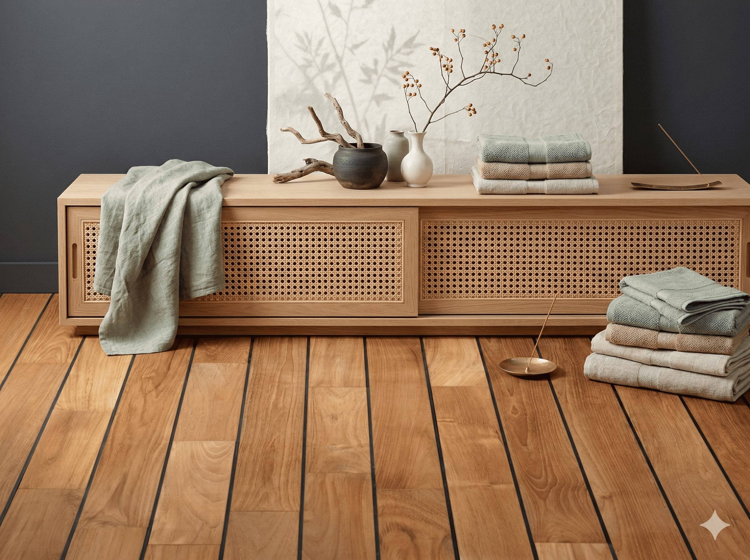 Parquet Pont de Bateau Teck préfini - 12 x 90 mm - huilé