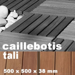 Dalle caillebotis en bois exotique Tali - 500 x 500 x 38 mm - PROMO