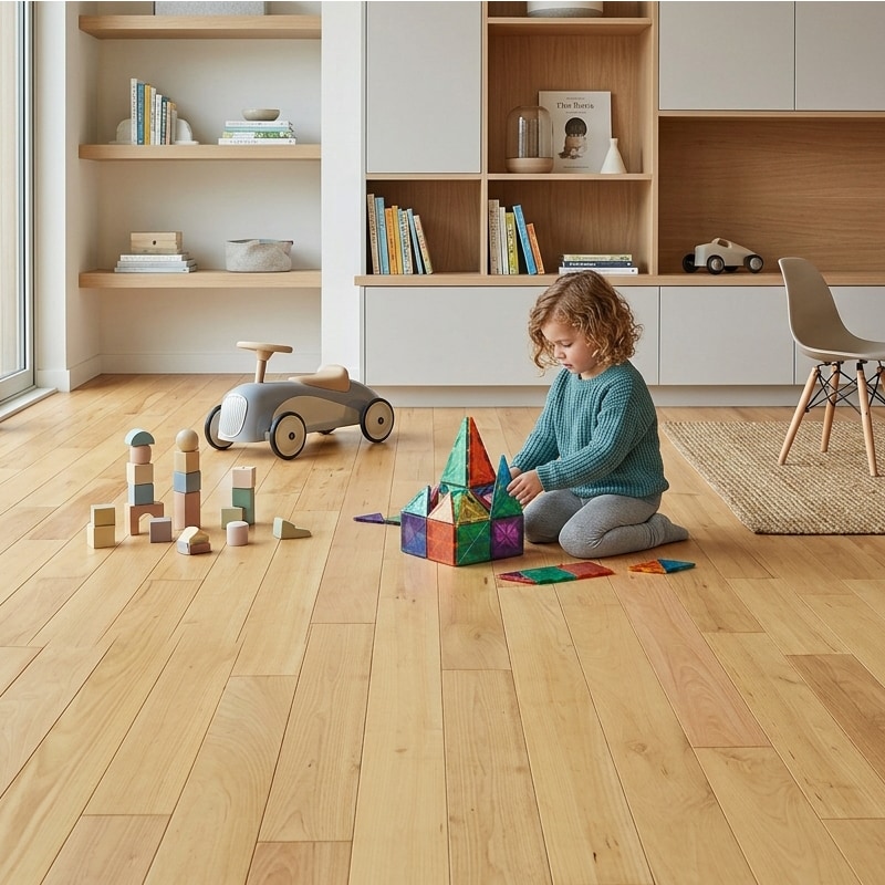 Parquet massif acacia brut 10 x 70 mm à clouer sur lambourdes — lames rainure-languette prêtes à poser, grain serré, teinte miel naturelle