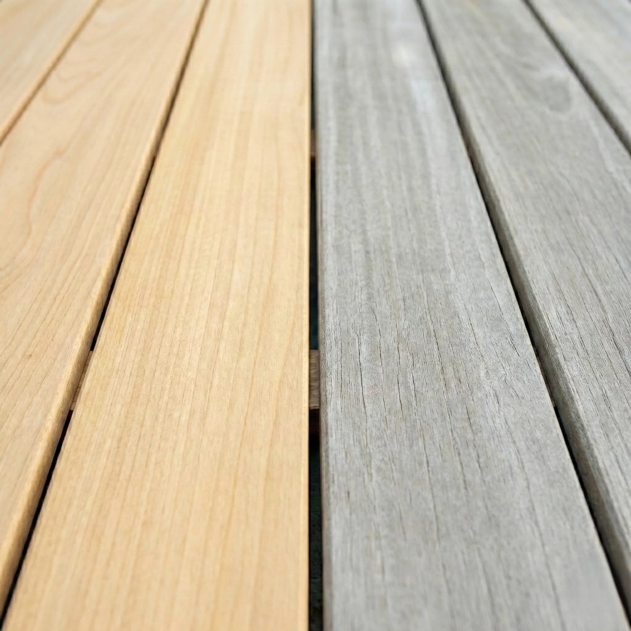 Lames de terrasse en Accoya, grisaillement naturel sans traitement