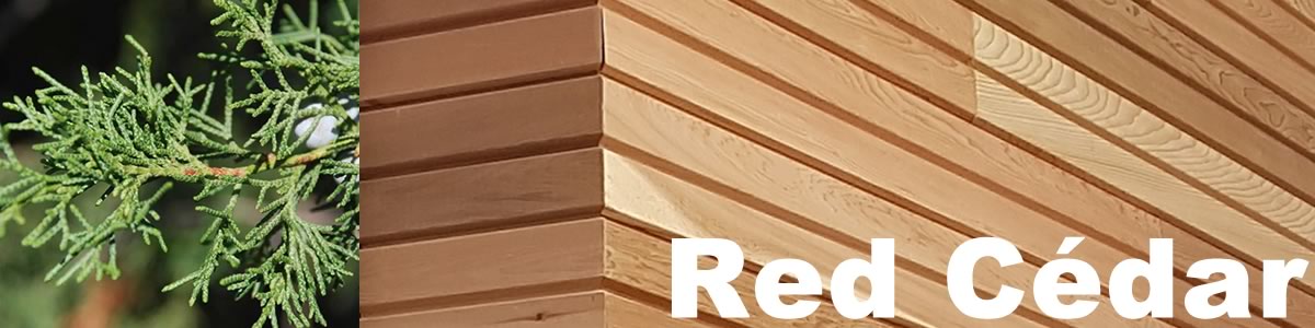 Lames de bardage en red cedar canadien — classe 3, très léger 350 kg/m³, odorant au soleil, idéal bardage
