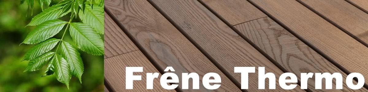 Lames de terrasse en frêne thermotraitré — classe 4 par thermochauffage, couleur chocolat, hydrophobe, Monnin 5,1