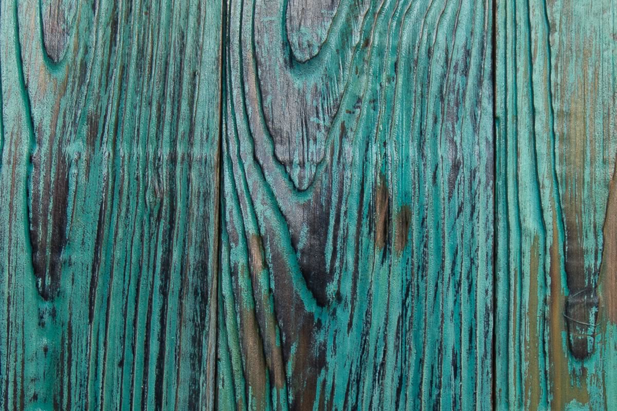 Lambris bois brûlé épicéa avec paillettes métalliques — turquoise et rouge — Floorz
